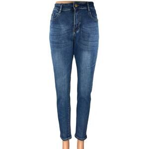 AZ Women's Blue High Waisted Medium Wash Stretch Skinny Denim Jeans Size L